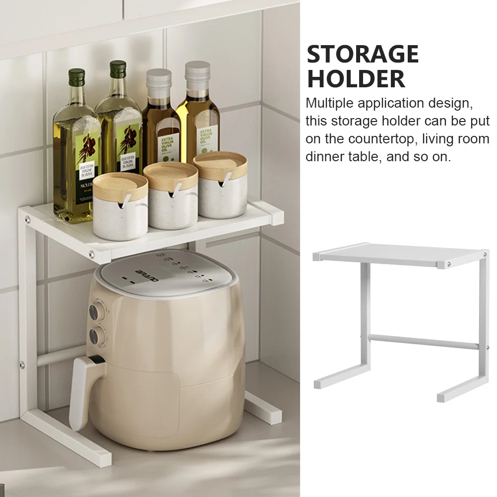 Ganizador de cocina de acero al carbono, estante estable blanco St para microondas, soporte para encimera de almacenamiento de sartenes para horno, espacio pequeño