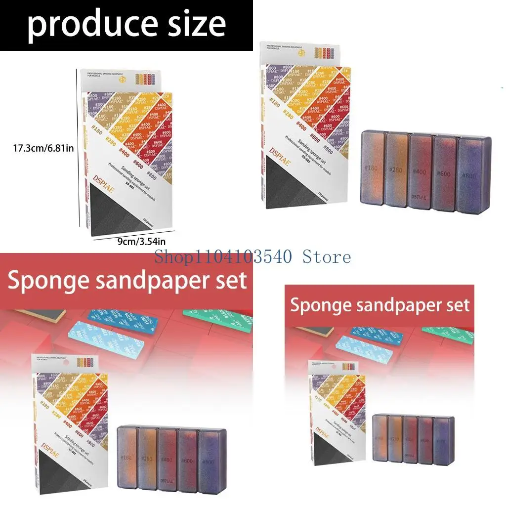 02DC 1Set Sponge Sandpaper Assortment From Coarse To Fine Grits Sanding Equipment