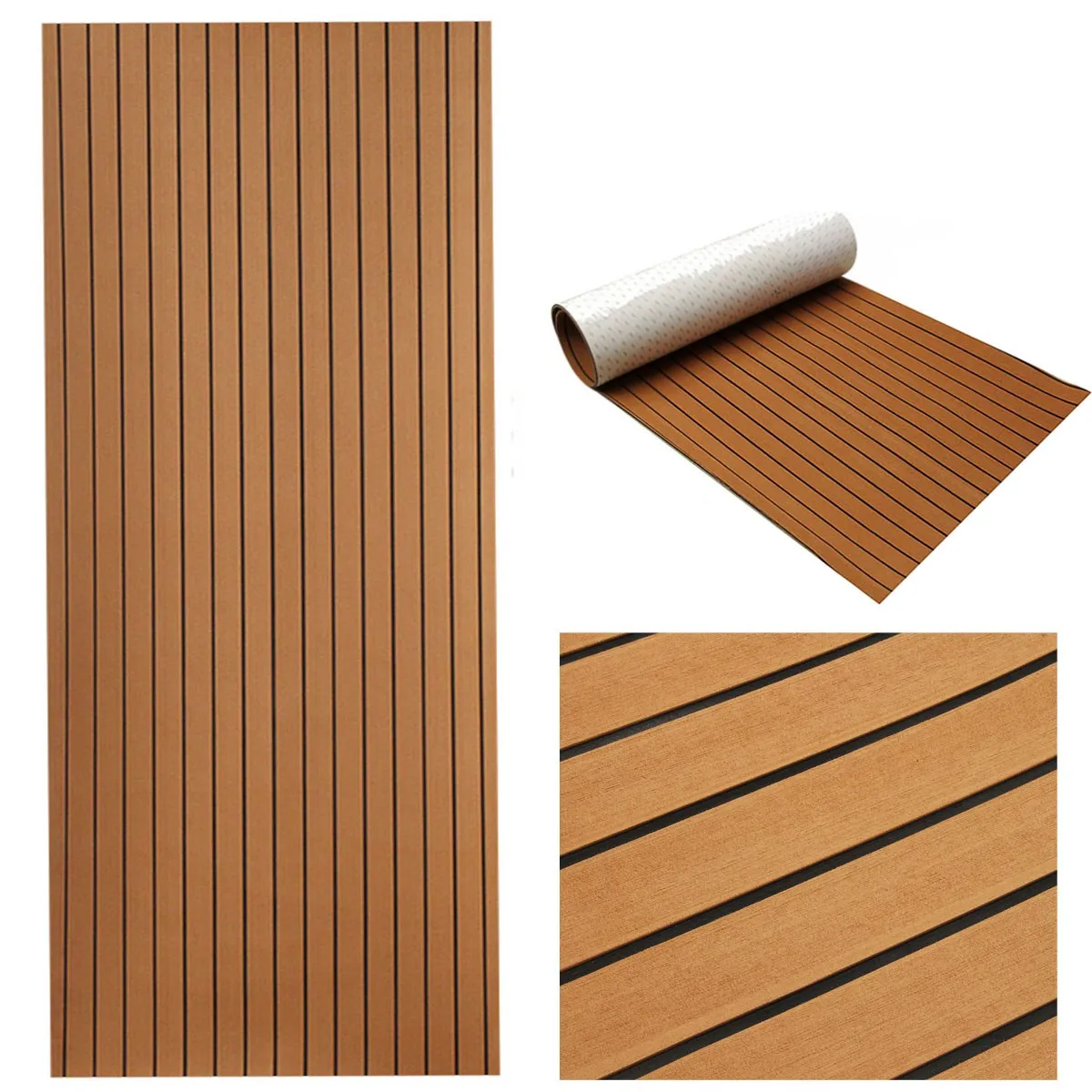 900x2300x6mm Self-Adhesive Foam Teak Decking EVA Foam Marine Flooring Faux Boat Decking Boat EVA Foam Floor Mat For Boat