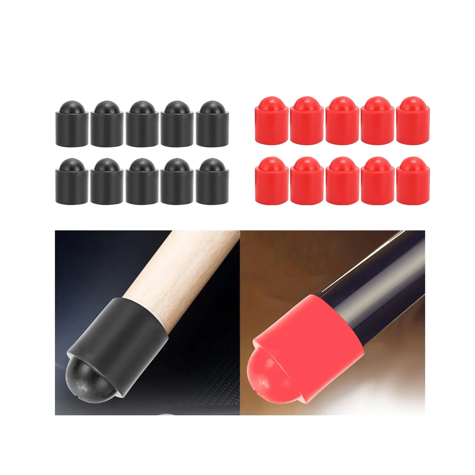 Billiard Cue Bottom Protective Covers Rubber End Pads Snooker Tip Cover Set for Training and Matches