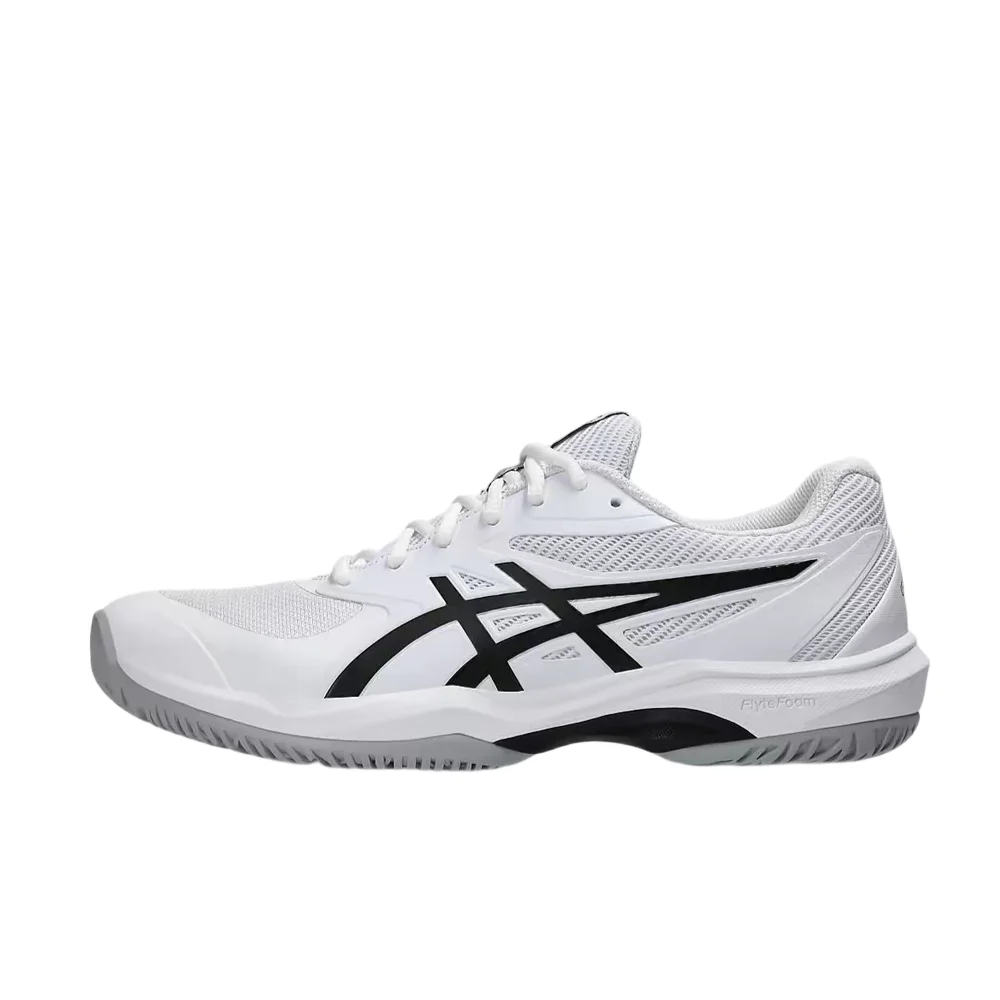 ASICS GAMEFF Men's Low-Top Tennis Shoes Comfy Soft Cushioned Breath Non-Slip Grip in White Colorway Style Design 1041A489-101