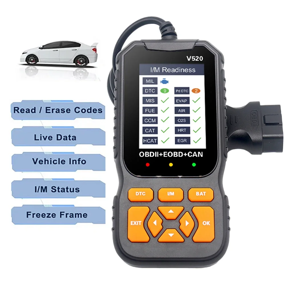 V520 Car Full OBD2/EOBD Scanner Check Auto Engine System Car Diagnostic Tools Automotive Professional Code Reader Scanner