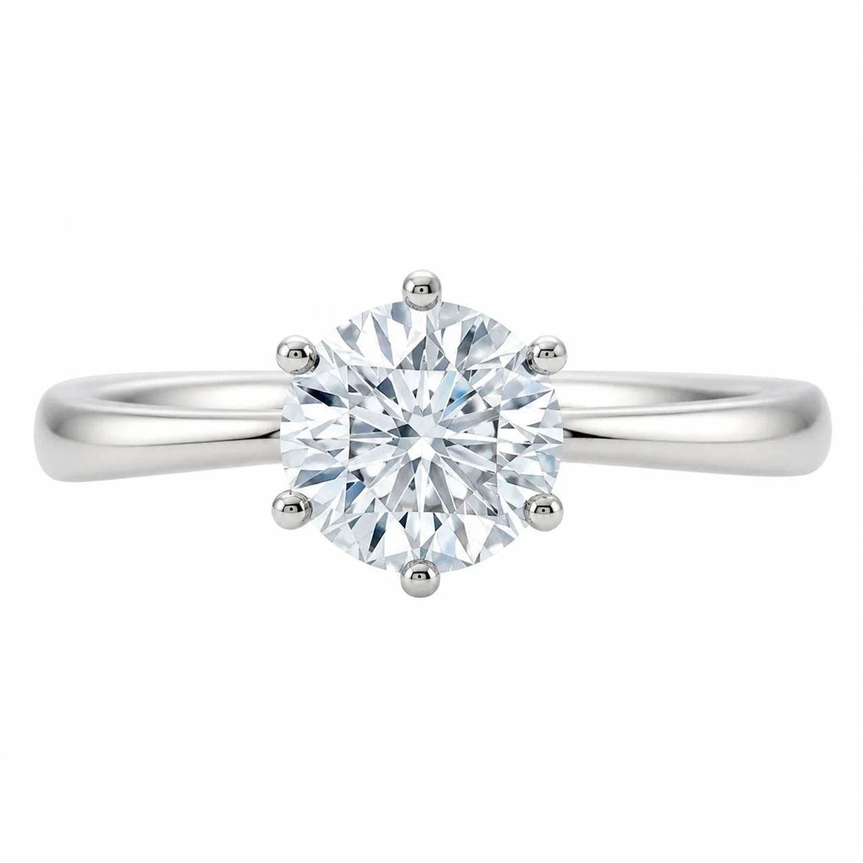 Elegant hexagonal geometric ring in white gold tone featuring a dazzling 1-carat simulated diamond centerpiece, adjustable open-