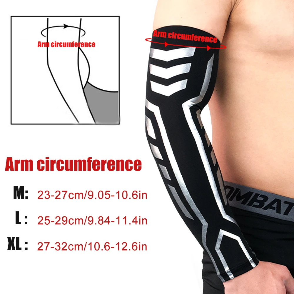 1Pcs Sports Compression Arm Sleeves Moisture Wicking, Great Arm Warmers for Running, Cycling, Athletic or General for Women, Men