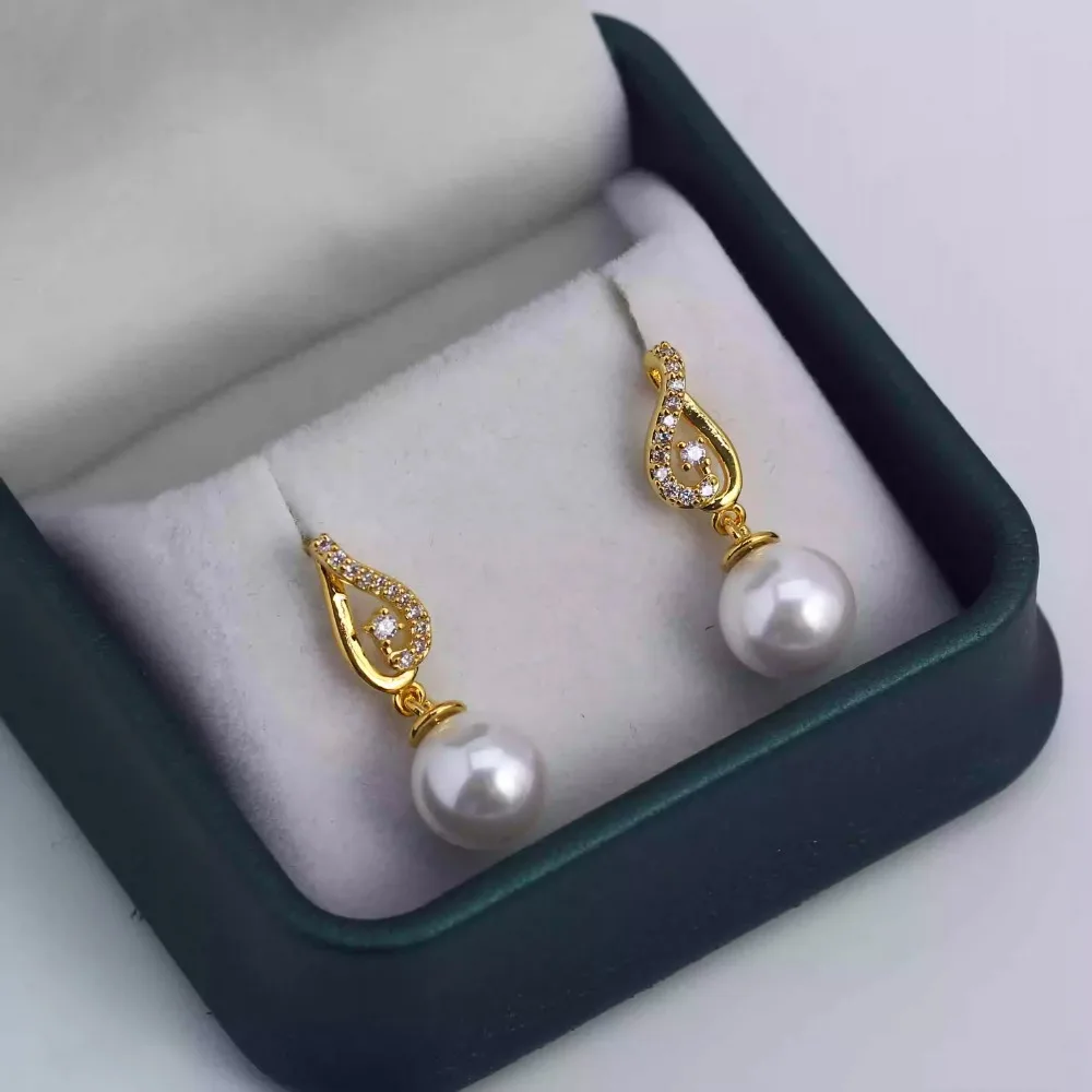 

10PCS S925 Sterling Silver Needle 18K Gold Wrapped Plated Brass Earring Settings Diy Jewelry Pearl Earrings Accessories