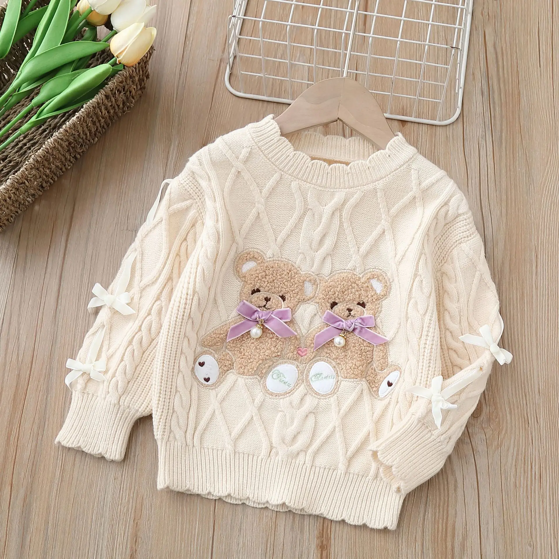 Girls Sweaters Spring Autumn Children Knitted Cartoon Sweatshirts For Baby Girl Woolen Tops Kids Pullover Sweater Clothing 6Y