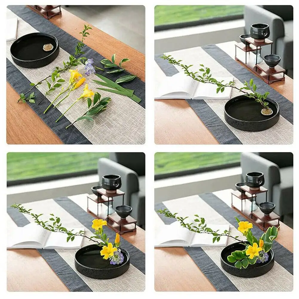 Round Ikebana Flower Frog With Gasket Art Fixed Arranging Tool Rubber Base Holder Art Fixed Arranging Tool