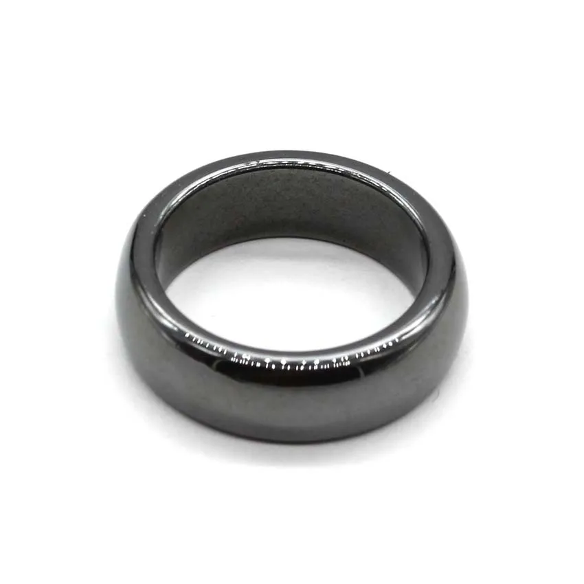 5pcs Natural Black Hematite Magnetic Stone Healing Ring 6mm Band Sizes 5 Through 12 Men Womens Ring Jewelry Girls Gifts