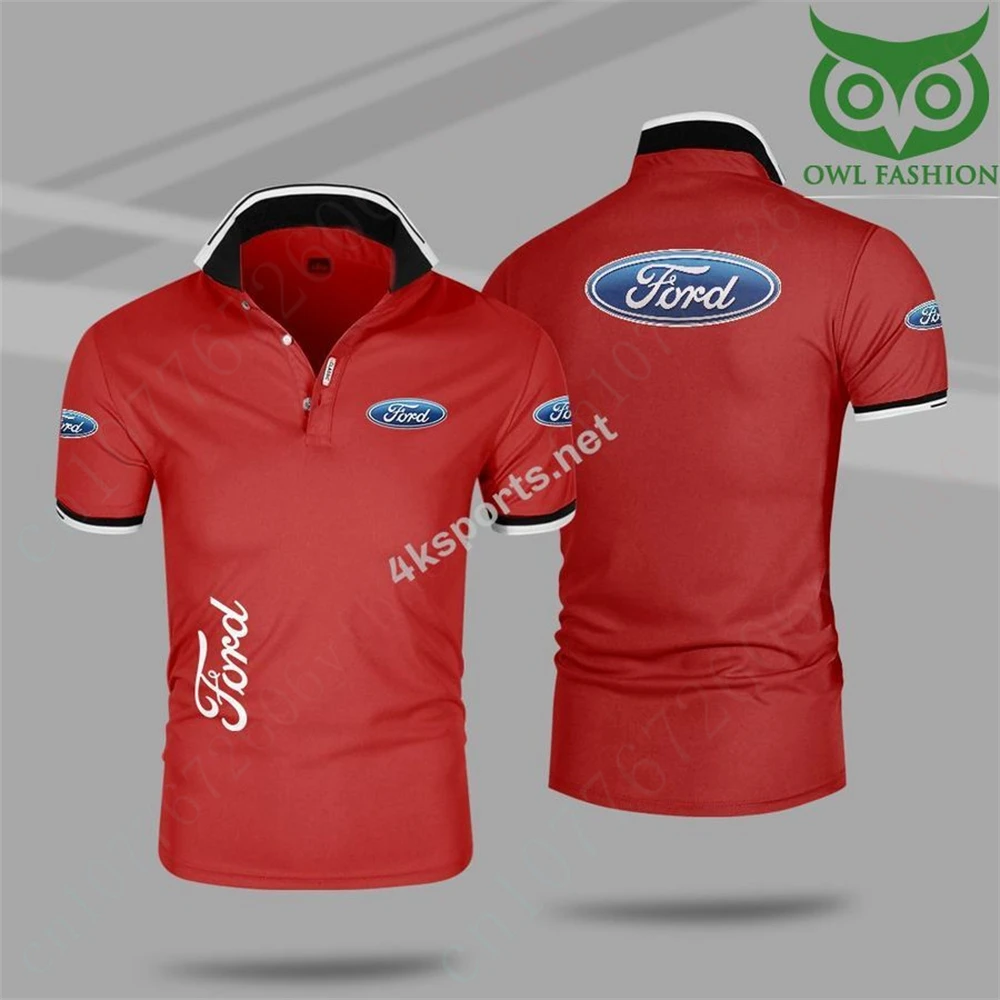 Ford เสื้อโปโลและเสื้อเบลาส์แบบลำลองสำหรับผู้ชาย, เสื้อผ้าสำหรับเล่นกอล์ฟสไตล์ฮาราจูกุแห้งเร็วเสื้อยืดอะนิเมะสำหรับผู้ชาย