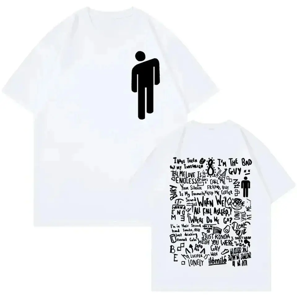 تي شيرت هيب هوب مع بيلي إيليش أيقونة غنائية الكولاج جرافيك مستوحى من الإبداعي يتميز بفن البوب لمحبي بيلي إيليش للجنسين