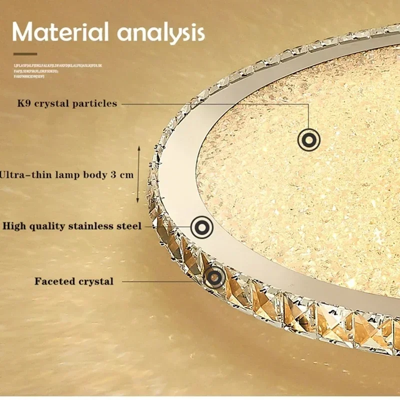 

Square Hot Sale Decoration Round Remote Control K9 Crystal Ceiling Lamp For Living Room LED Indoor Lighting Lustre
