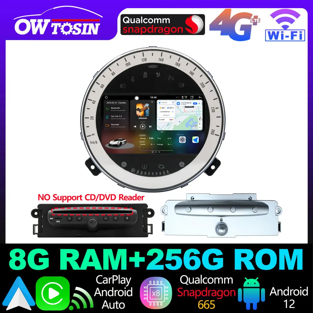 UIS7870 A76 Android 13 12G+256G Car Radio GPS Navigation Stereo For BMW Mini Cooper R55 R56 R57 R58 R59 R60 R61 CarPlay Screen