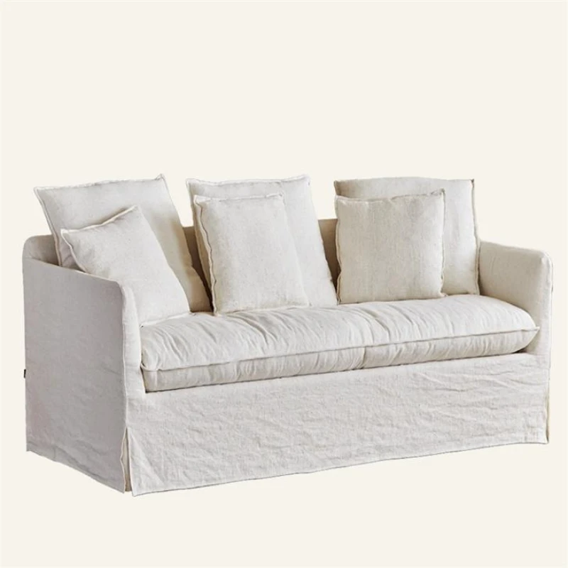 

Medieval wabi-sabi style sofa, removable and washable fabric, linen, three-seater homestay, tavern, tea room