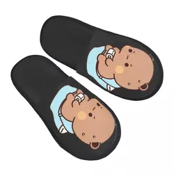 Chinelos de casa de espuma de memória macia Bubu engraçados personalizados femininos aconchegantes e quentes com sola antiderrapante