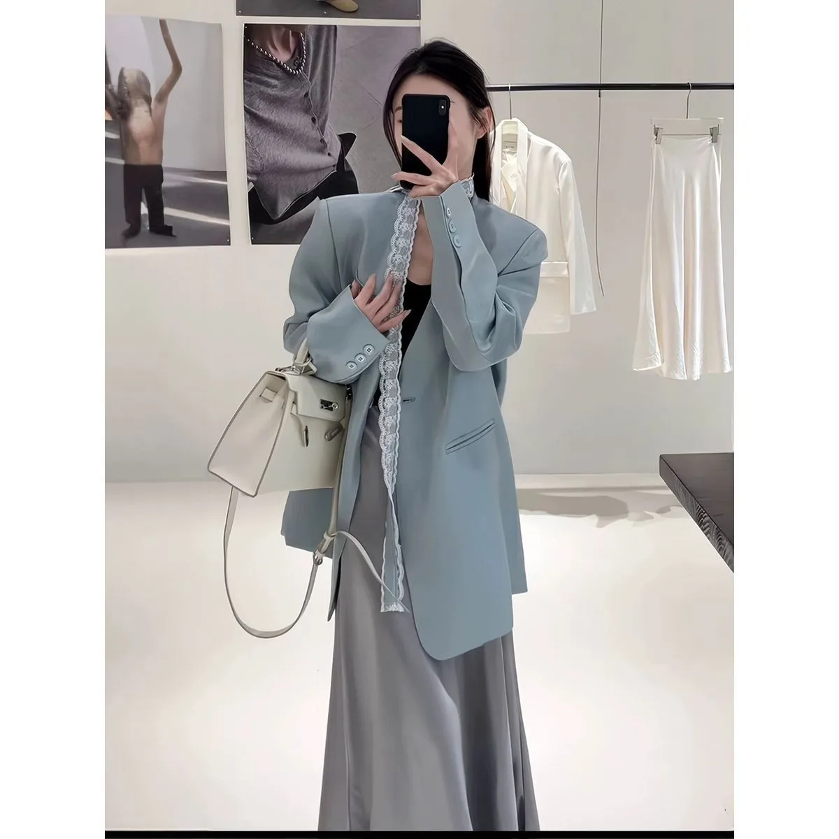 ブレザー オーバーサイズ レディース 女性用 夏 スーツ 洗練されたストラップ 七分丈 センスフルなカラー フォールドストランド 見事な星