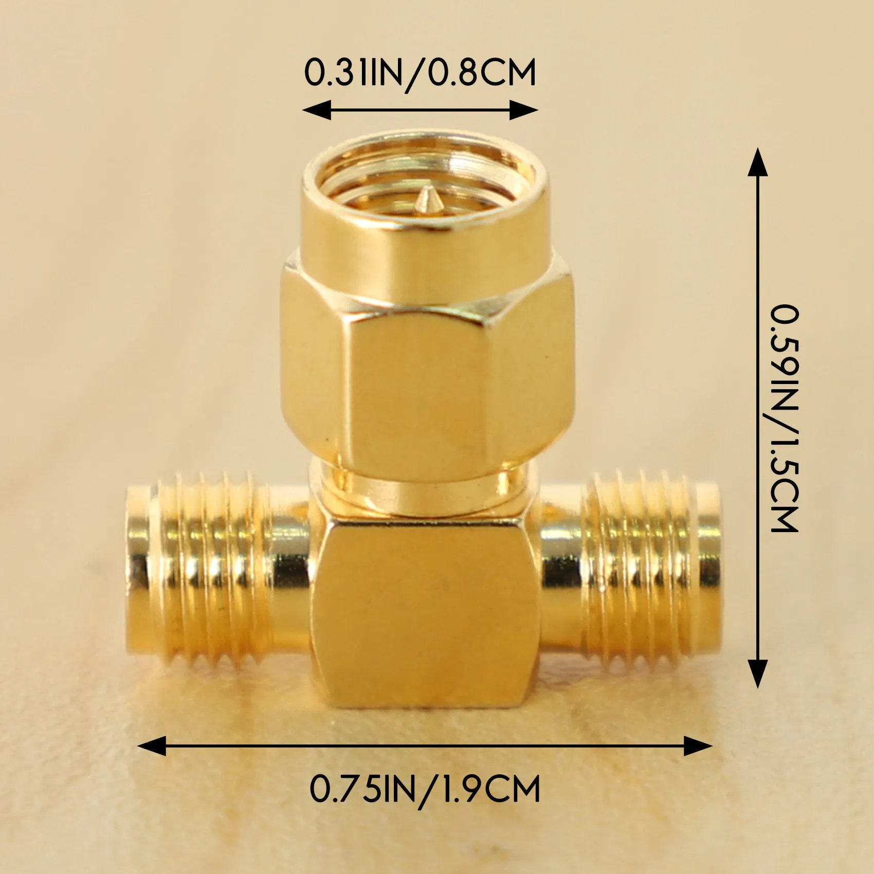AT602 Premium-SMA Male to Two SMA Female Triple T Adapter Connector 3 Way Splitter NEW
