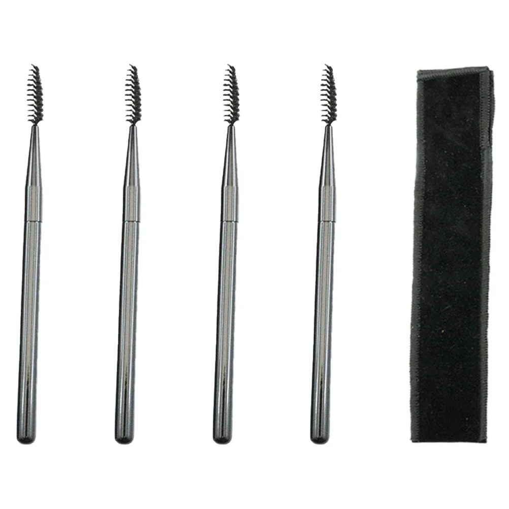4Pcs Eyelash Brushes Micro Lash Combs for Eyebrow and Mascara Application Portable Storage Pouch Lightweight Easy to Use Natural