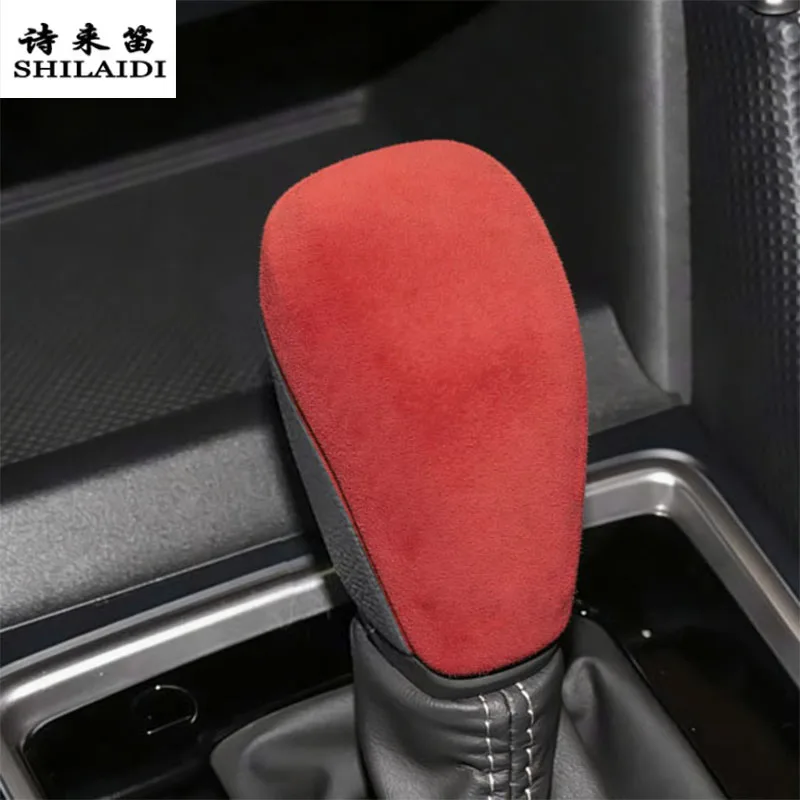 Suede leather Car Wrapping ABS For Subaru XV Impreza WRX Outback Forester Gear Shift Knob Head Cover Trim Sticker interior Auto