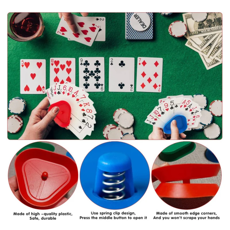 4pcs/set Triangle Shaped Playing Card Holder Lazy Person Poker Seat Board Game Cards Stand For Children Seniors Free Your Hands