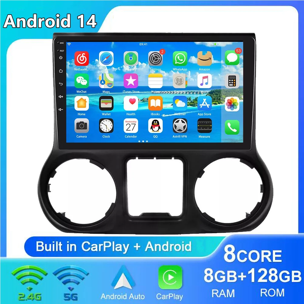 

4G + Wi-Fi беспроводная Автомагнитола CarPlay для Jeep Wrangler 3 JK 2010 2011 -2018 GPS мультимедийный плеер авторадио Navi Stereo DSP