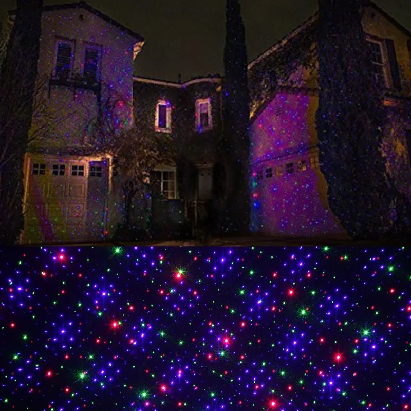 Christmas Lights Outdoor Decorations with Moving Firefly Red Green Blue Laser Projector