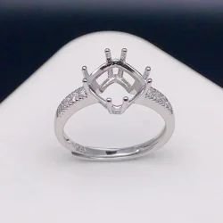 MeiBaPJ Inlay Square 8mm Gemstone Fashion Ring DIY Empty Holders for Women S925 Sterling Silver Fine Charm Weddings Jewelry