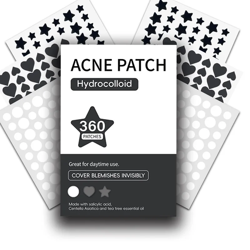 

360 Pcs Hydrocolloid Acne Pimple Patches Cute Dots&Stars&Heart Shape for Covering Zits and Blemishes Invisibly