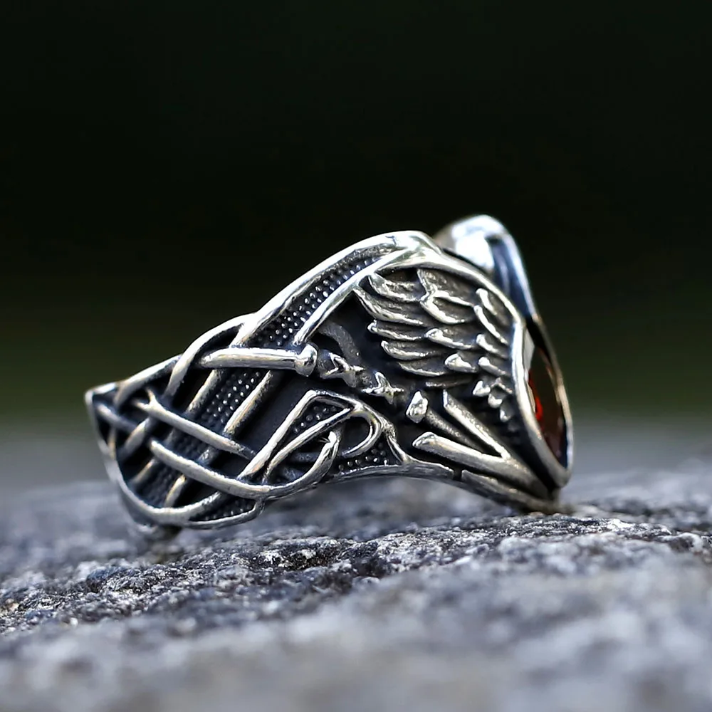 2023 NEW Men\'s 316L stainless steel rings Eagle Wings With Zircon Colorful Stones Special Shape VIKING jewelry free shipping