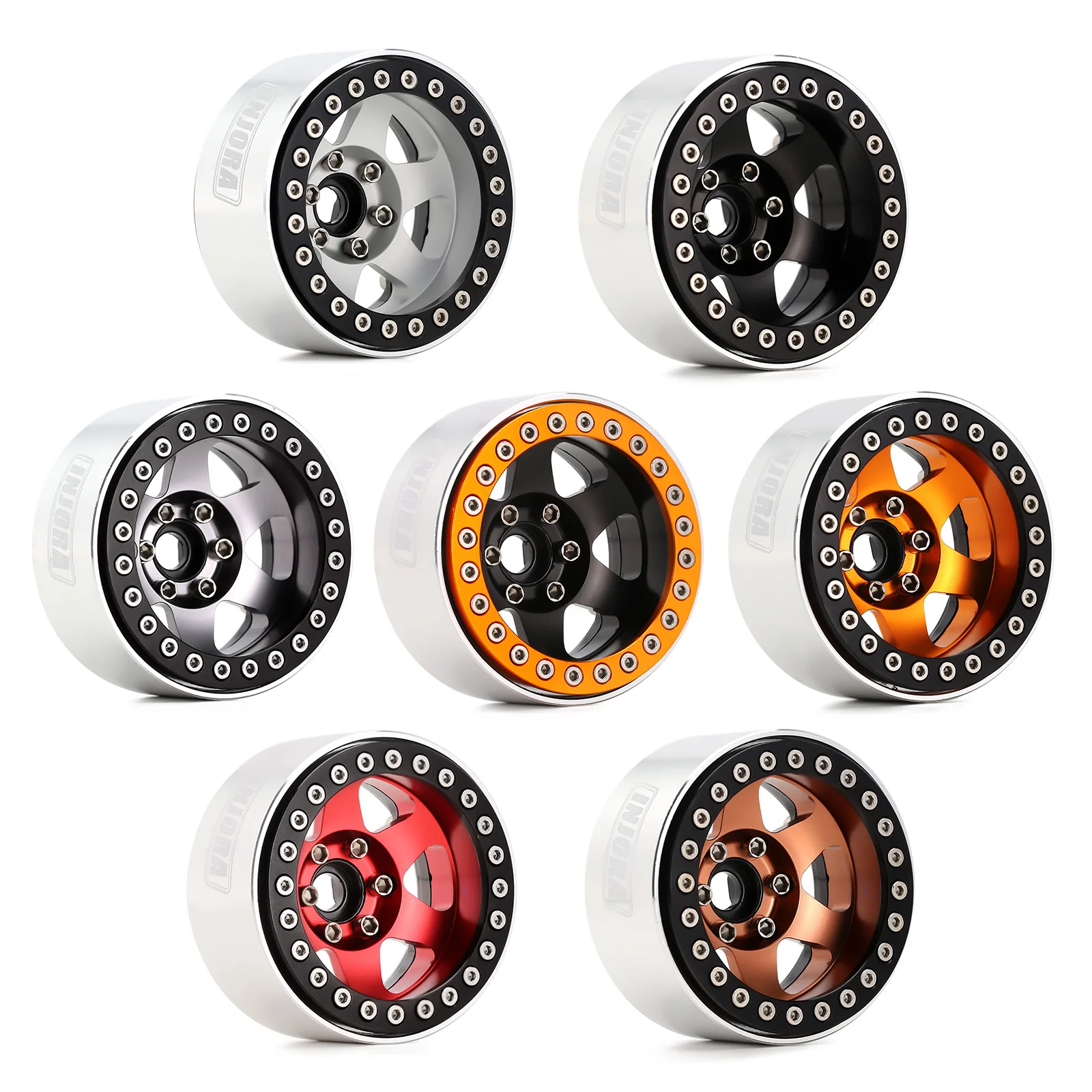 

4PCS 1.9 Climbing Car Metallic Colored Wheels Peach hole 12 width cnc Auto Axial SCX10 90046 AXI03007 Various styles of colors