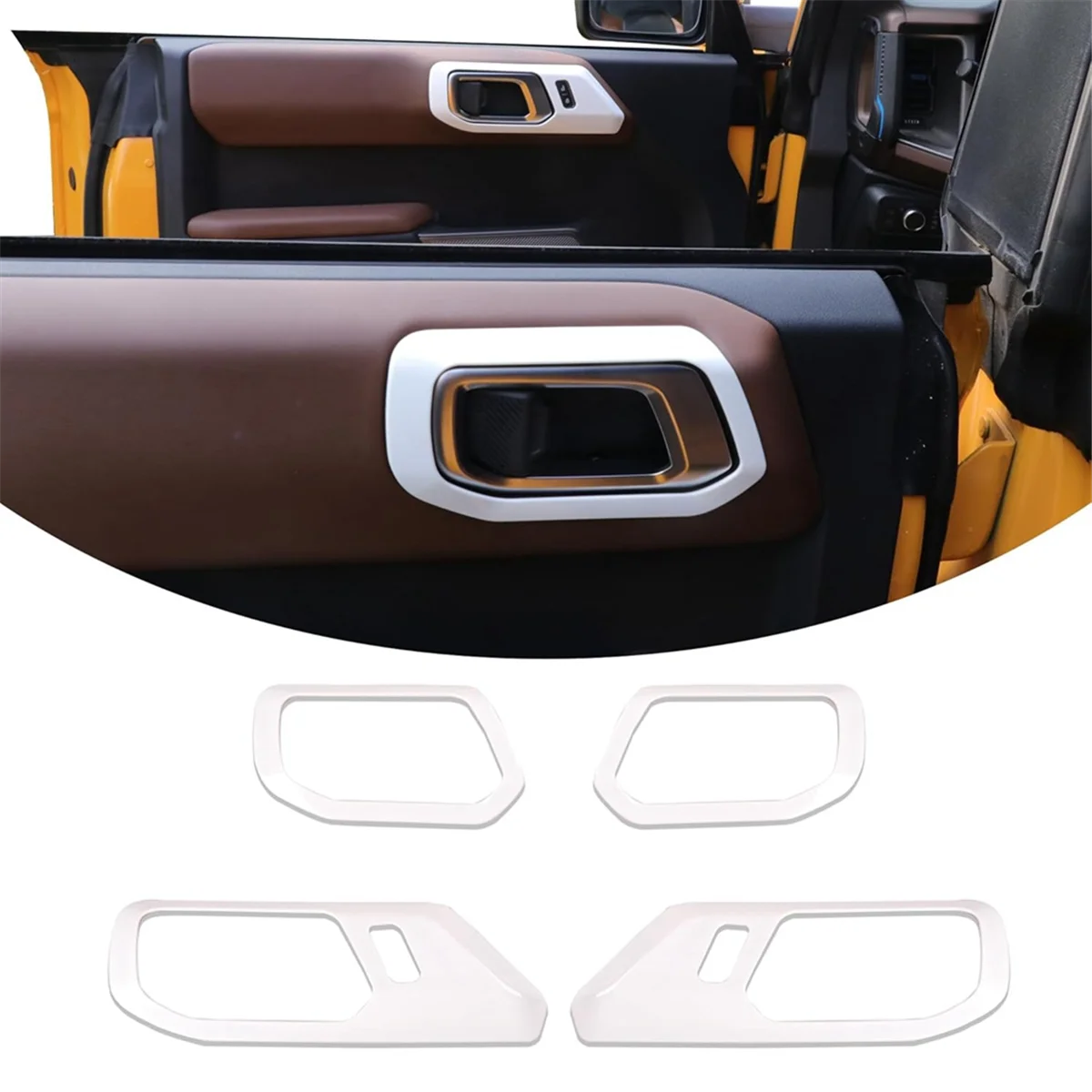 Car Inner Door Handle Scratch Protector Cover Frame Trim for 2021-2024 Interior Accessories White