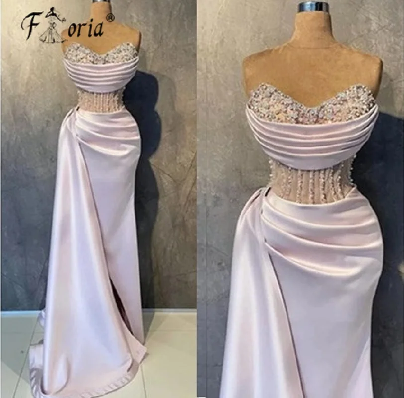 Luxe Sweetheart Trompet Prom Dresses 2023 Sparkly Kristallen Corset Elegante Lila Satijn Dubai Vrouwen Formele Partij Avondjurk