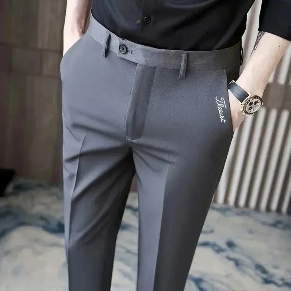 

Golf Suit Pants for Men with Tight and Drooping Feeling, Casual Suit Pants for Men with Korean Tight and Elastic Narrow Tube Gol