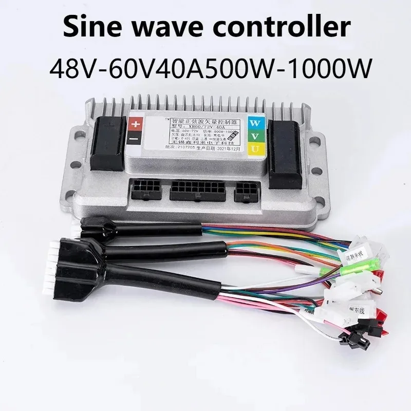 48V-60V 40A 500-1000W Intelligent 3-Mode Sine Wave Brushless Motor Controller for Electric Motorcycle