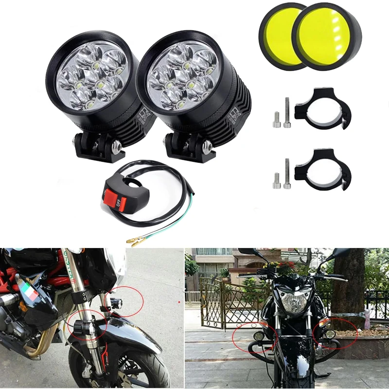 

Motorcycle headlight Auxiliary lamp led motorbike spotlight accessories Working Fog Lamp Moto DRL spot head lights 12V
