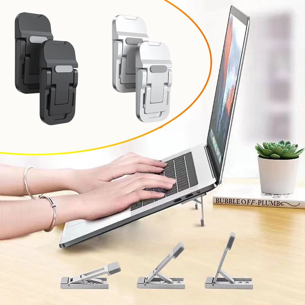 Portable Laptop Stand Invisible Foldable2 /3Level Adjustable Height Cooling Mini Notebook Holder Mount Riser Vertical Suspension