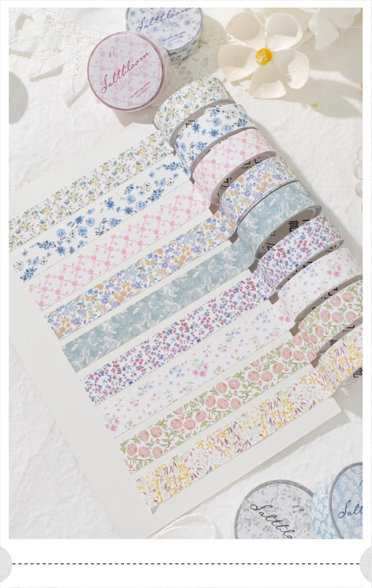 Journal GO Washi-Tape mit Blumenmuster, dekoratives Masking-Tape für Karten, Scrapbook, Planer, Dekoration, Schreibwaren, 1,5 cm x 2 m – Detail 8