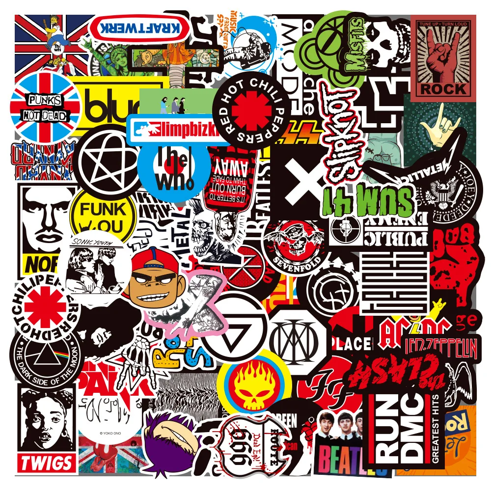 

100 шт., наклейки в стиле рок-музыки в стиле панк, мультяшные хип-хоп, персонализированные декоративные граффити, наклейки, игрушки, сделай сам, скрапбук, настольный велосипед