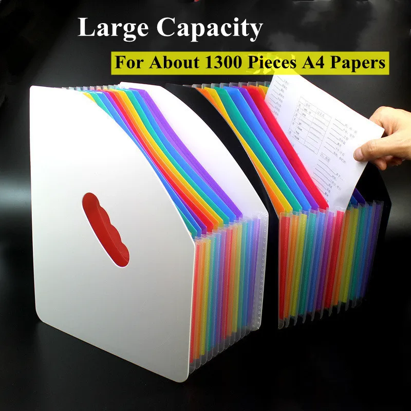 A4 File Folder Desktop Erectable Expanding A4 Document Organizer 13 Pockets Multilayer Rainbow Solid For A4 Paper Notebook