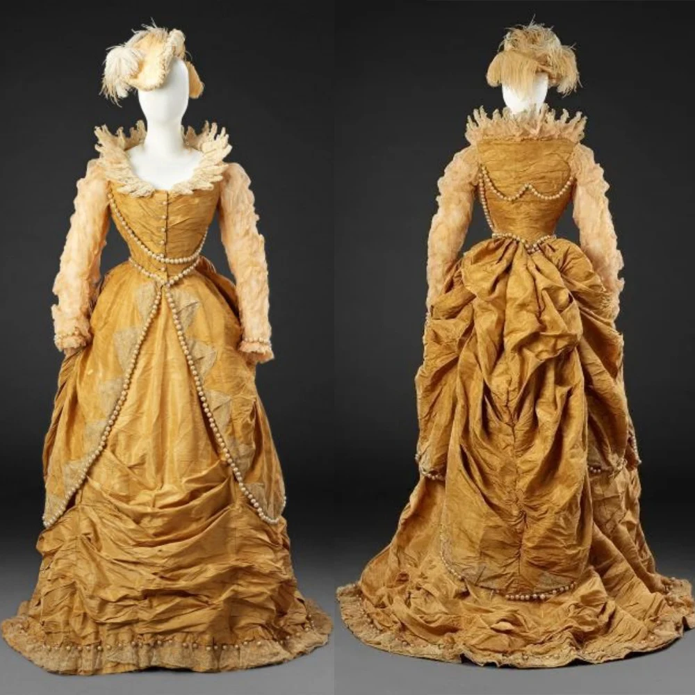 

1870s Empire Queen Walking Dress Victorian Royal Court Princess Wedding Costume Tudor Elizabethan Noble Tea Party Ball Gown