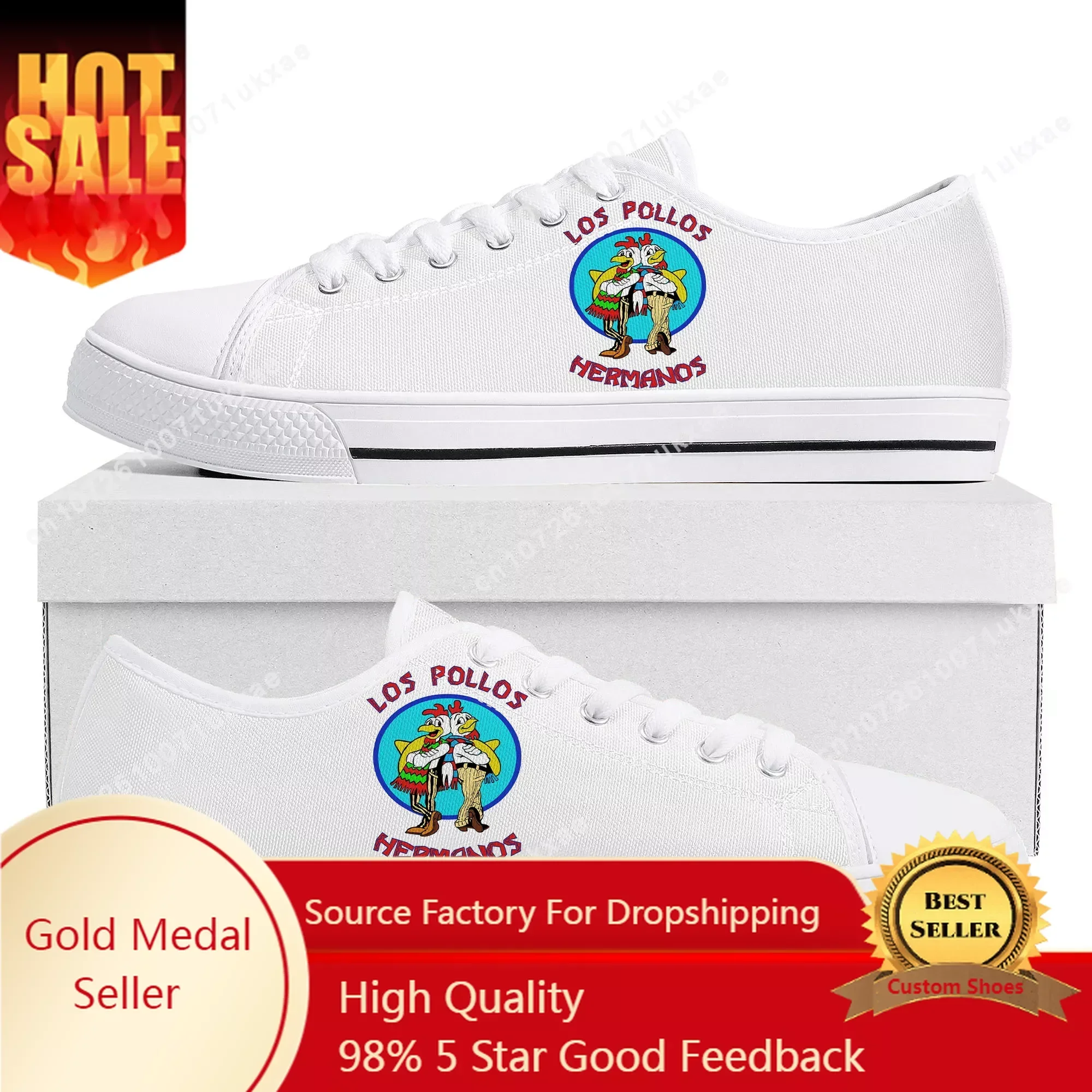 

LOS POLLOS HERMANOS Low Top Sneakers Mens Womens Teenager Canvas High Quality Gustavo Gus Fring Sneaker Custom Made Shoes