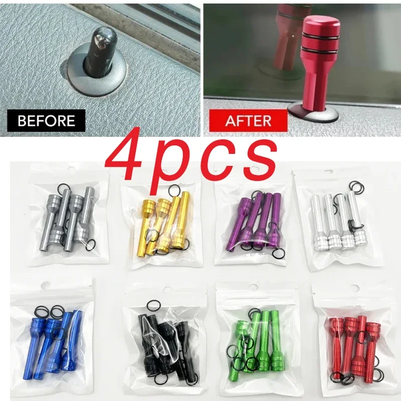 2/4pcs Car Modification Personalized Universal Aluminum Alloy Door Handle Door bolt, Safety Lock Buckle Door Lock Status Knob