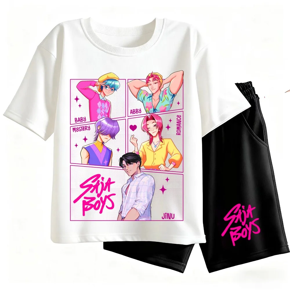 

Summer Baby Girls Clothes K-pop Demon Hunter Printed T-Shirts Top and Shorts 2 Pieces Suit Children Short Sleeve Tracksuits