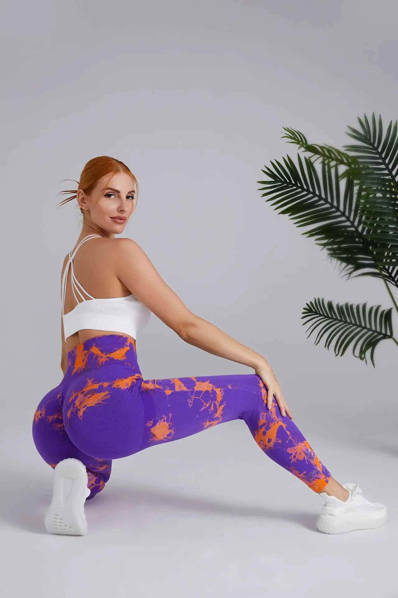 Seamless Peach Yoga Pants Women's Dual Color Tie Dye Tie Float High Waist Sports  Leggings Lifting Hip Running Fitness Leggings