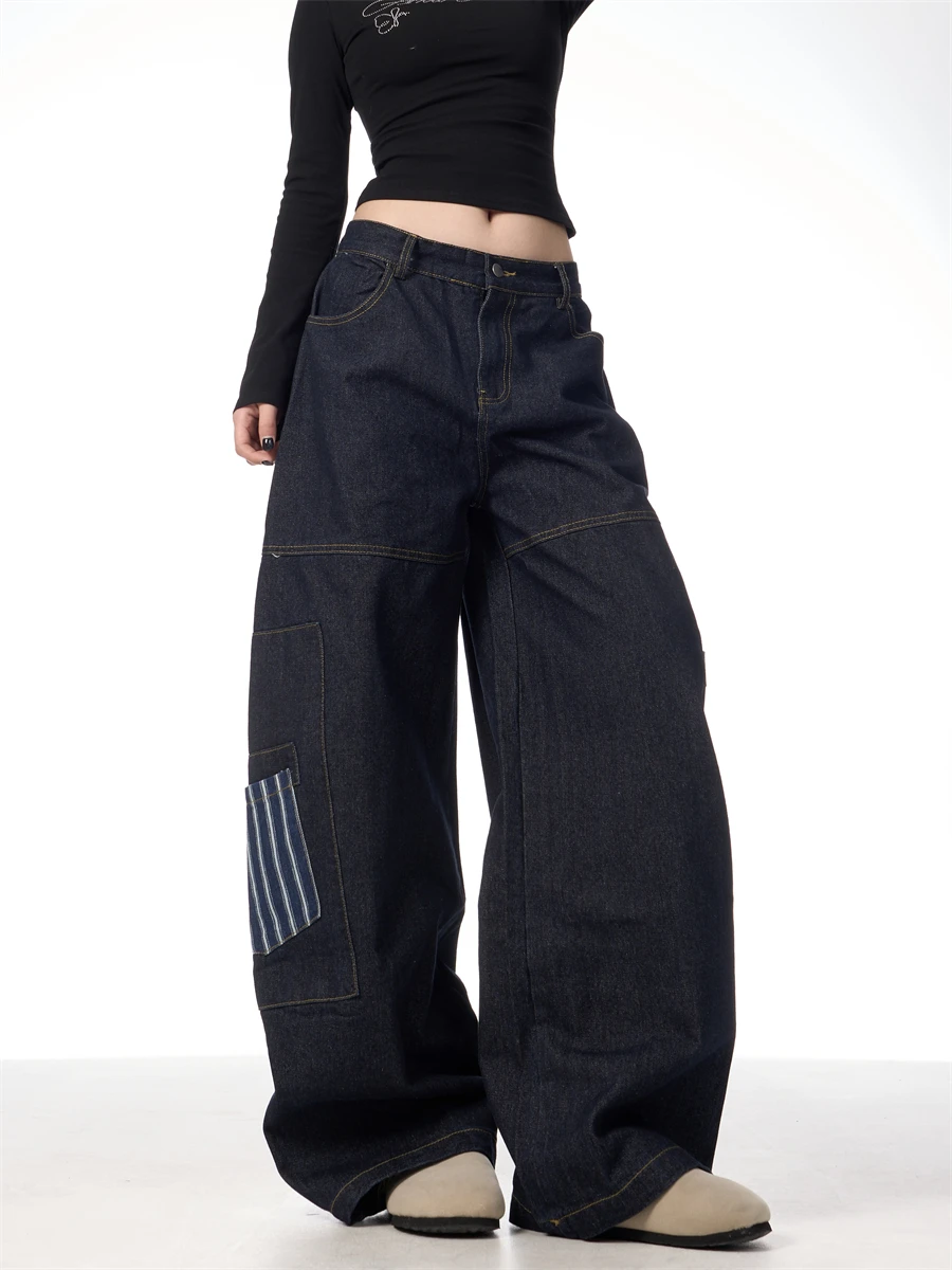 

Винтажные американские джинсы с ножом Waed, женские длинные брюки с высокой талией и эффектом похудения Big kets, осенняя одежда