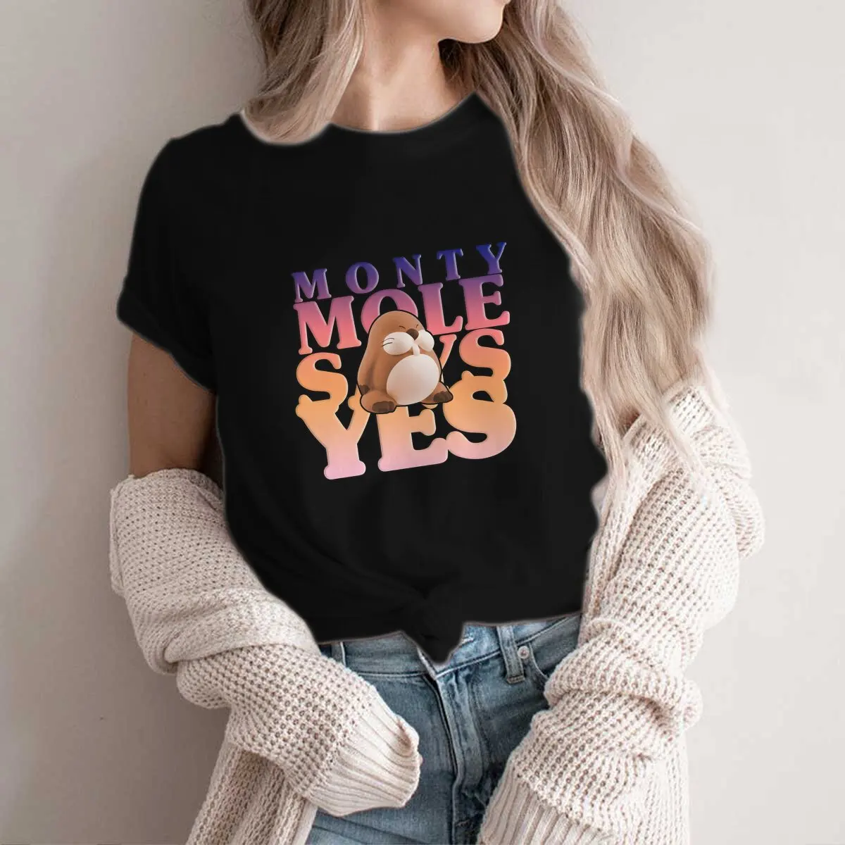 Monty Mole Says Yes Style Polyester TShirt Mole Top Quality Creative Graphic  T Shirt Stuff