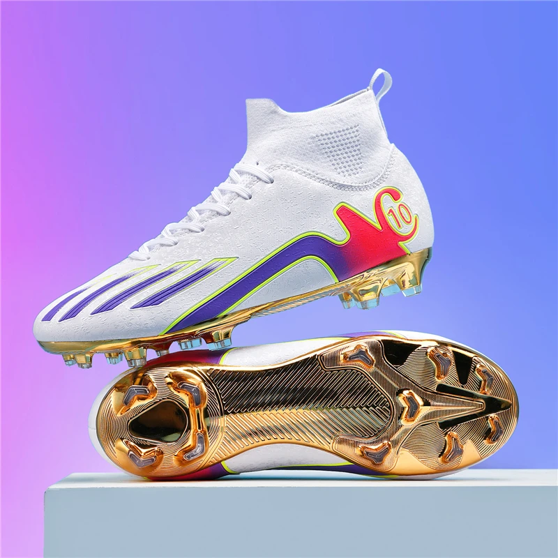 

2024 Men's Soccer Shoes Large Size Ultralight Football Boots Boys Sneakers Non-Slip AG/TF Soccer Cleats Ankle Boots Unisex