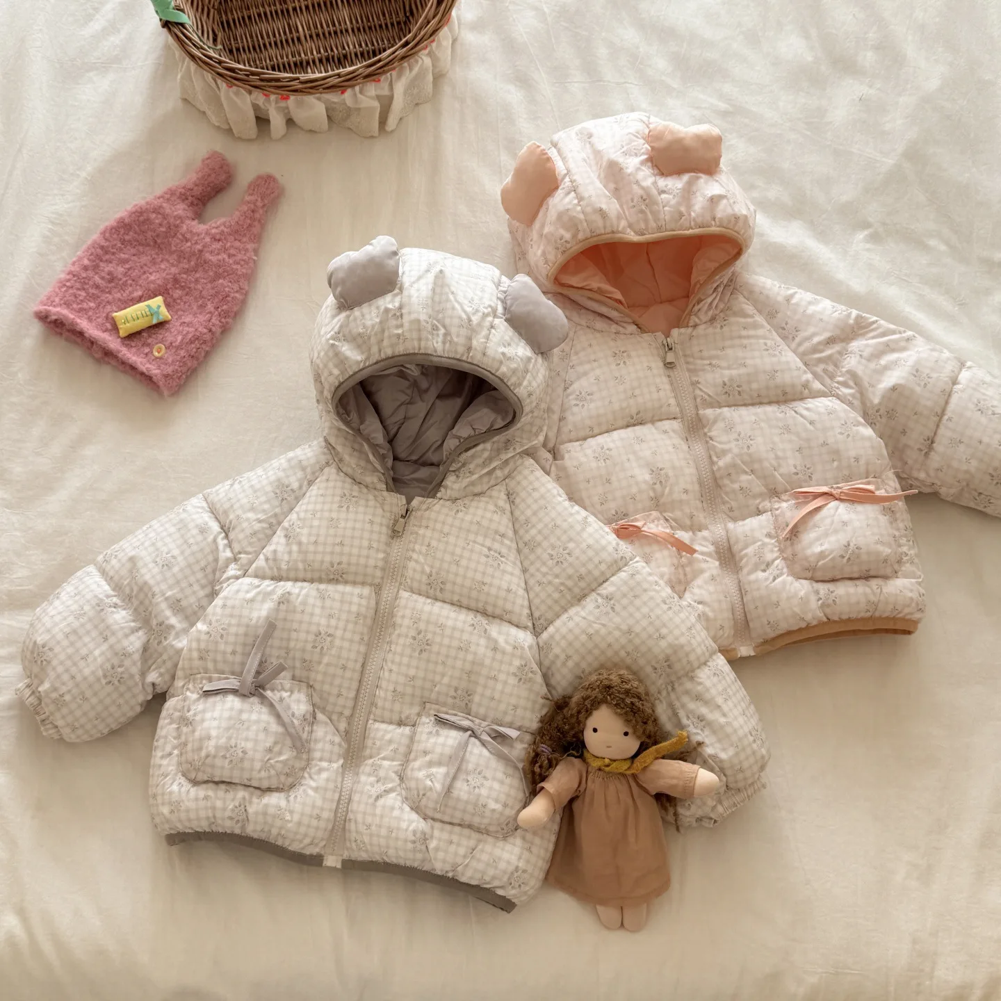 2026 Forest Style Baby Girl Hooded Floral Padded Coat Girls Fall Winter New Thick Down Jacket Stylish Padded Coat