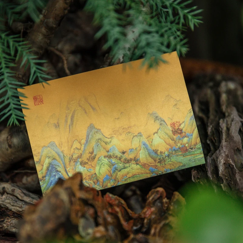 80 Pcs Picturesque Landscape Note Paper Chinese Style Famous Painting Message Non-sticky Memo Pad Hand Account Material Paper