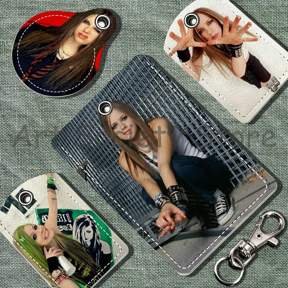 Singer A-Avril Lavigne Holder Keychain For Air Tag Bank Business Work Card Holder Student Card Protective Case Bus Card