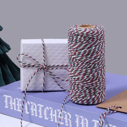 100M/Roll Color Cotton Ropes Twine Colorful Braided Cotton Cord String for DIY Textile Crafts Gift Wrapping Wedding Decoration